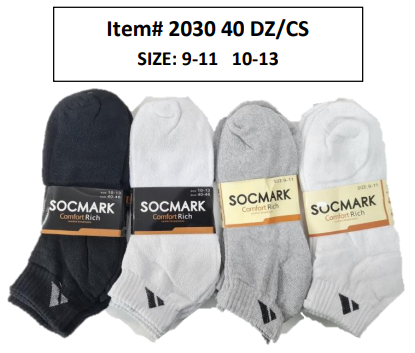 Unisex Ankle Socks – 40 Dozen Case (480 Pairs) – Style 2030