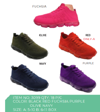 Style 3099 Womens Sneakers 18 Pieces/Box