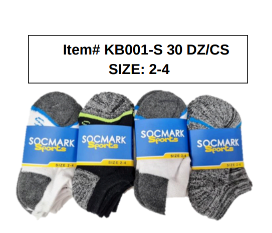 Style KB001-S/M Kids Socks 30 DZ/CS SIZE (2-4 , 4-6)