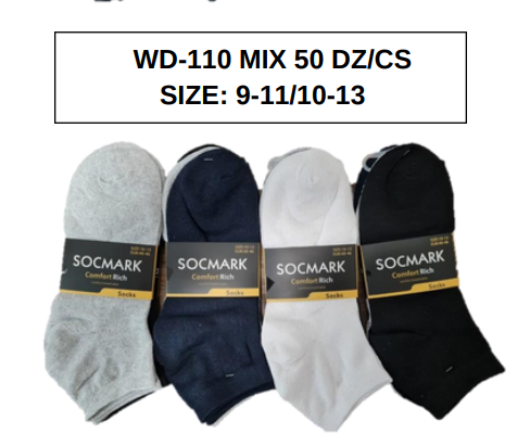 Ankle BC SOCKS WD110 50 DZ/BOX (9-11 or 10-13)