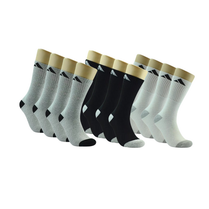 Active 12 Pair High Socks Mid Calf Unisex Athleisure ( 5 Styles)