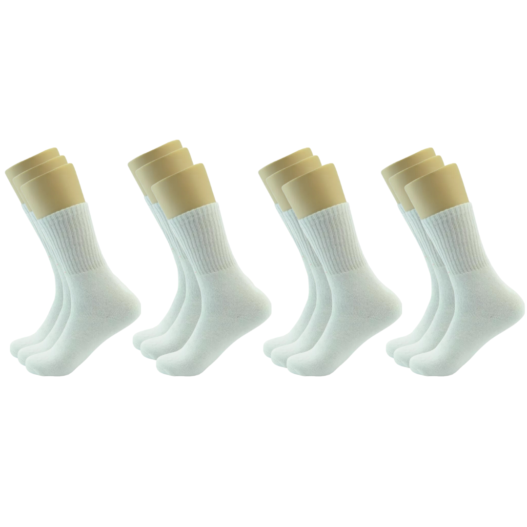 Active 12 Pair High Socks Mid Calf Unisex Athleisure ( 5 Styles)