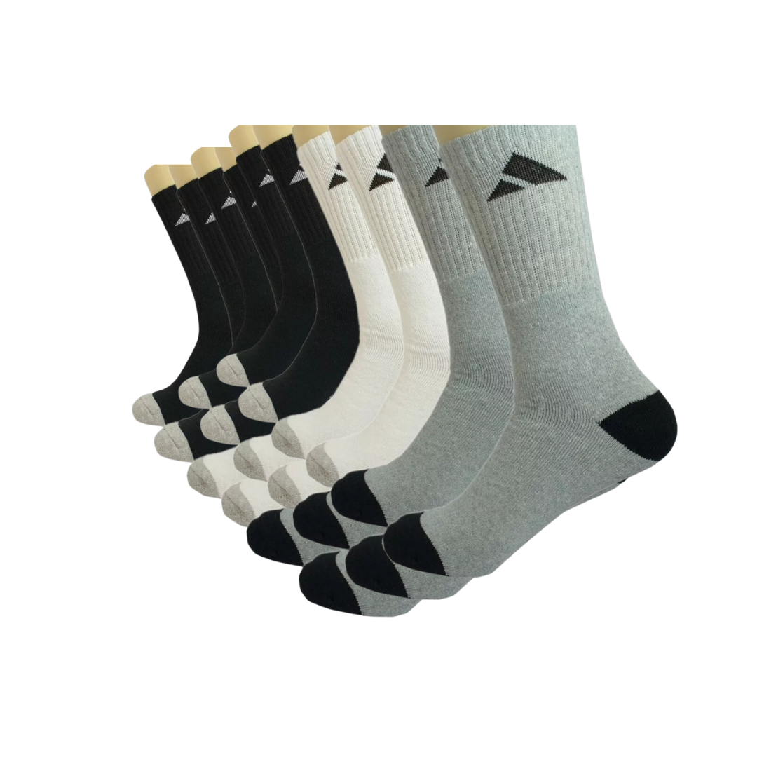 Active 12 Pair High Socks Mid Calf Unisex Athleisure ( 5 Styles)