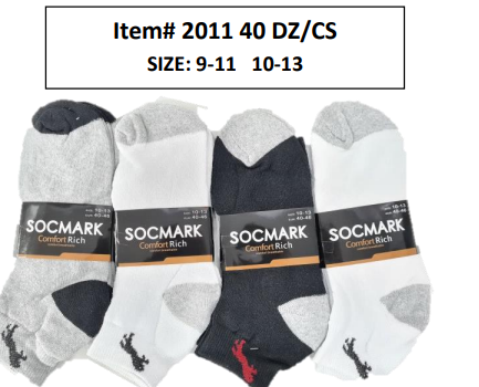 Style 2011 - 12 Pairs Ankle Socks 9-11 , 10-13 Active , Unisex (40DZ/BOX)