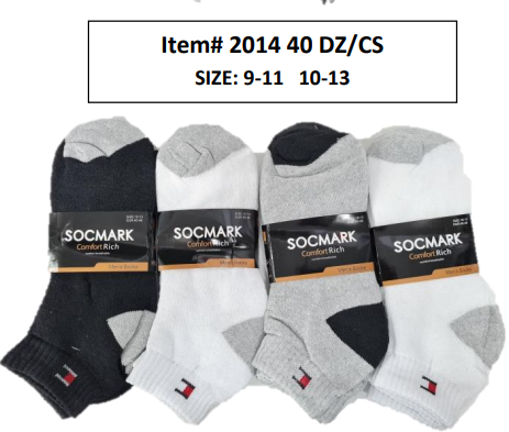 Style 2014 - 12 Pairs Ankle Socks 9-11 , 10-13 Active , Unisex (40DZ/BOX)