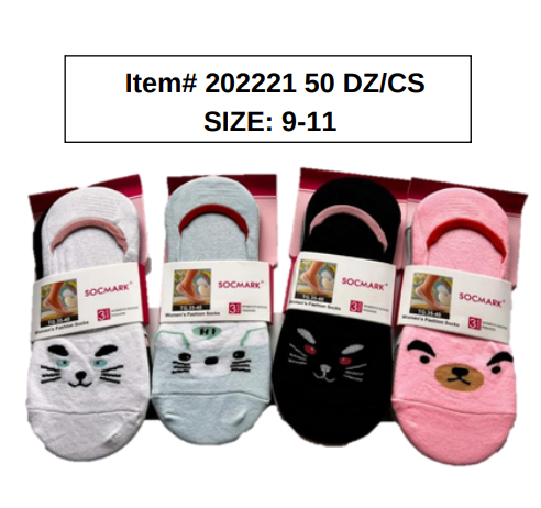 STYLE 202221 Womens No Show Socks 50DZ/BOX 9-11