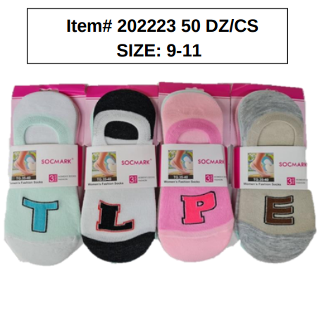 STYLE 202223 Womens No Show Socks 50DZ/BOX 9-11