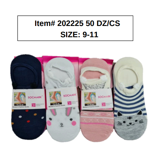 STYLE 202225 Womens No Show Socks 50DZ/BOX 9-11