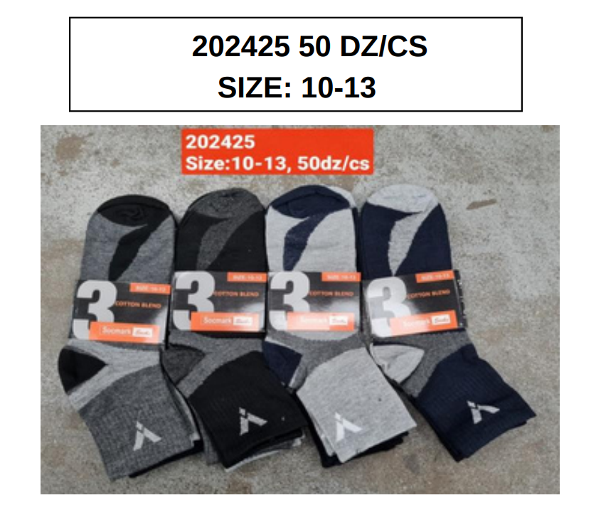 STYLE 202425 Mens Socks 50DZ/BOX 10-13