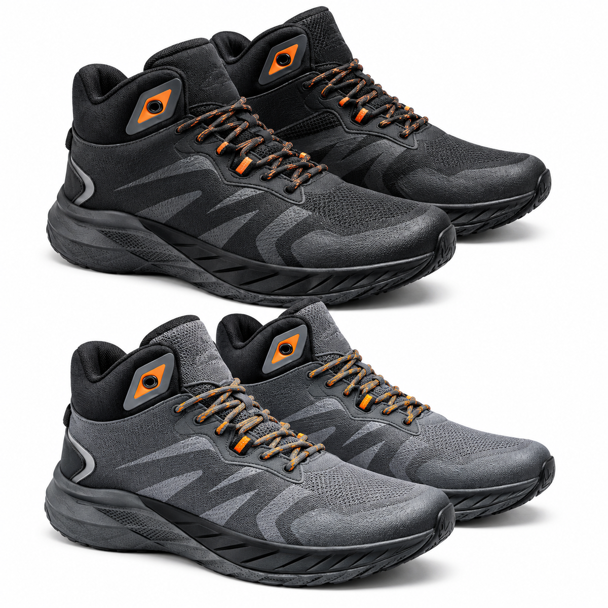 STYLE 7920 men's athletic high-top sneakers in black and gray on white background