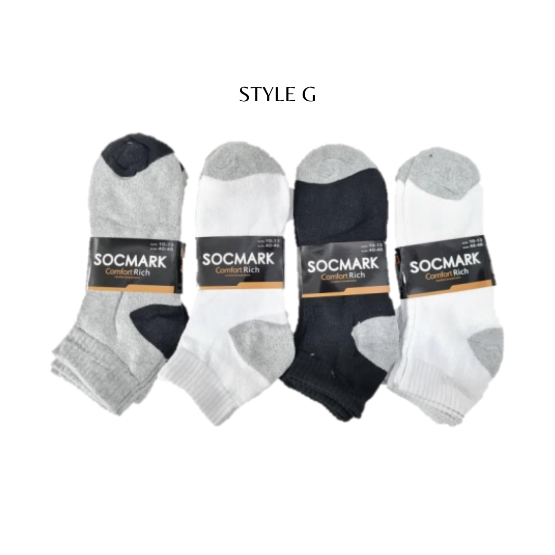 12 Pairs Ankle Socks 9-11 , 10-13 (8 styles) Active , Unisex