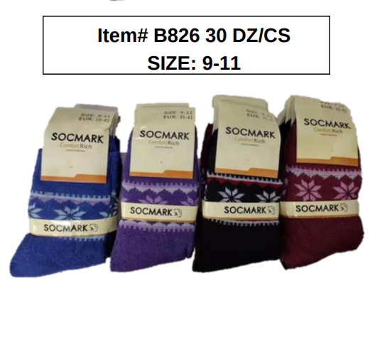 Style B826 Womens Thick Socks 30DZ/BOX 9-11