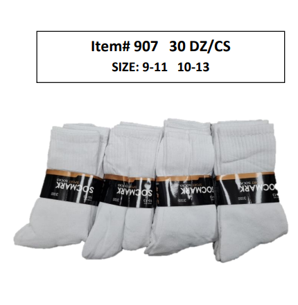 Unisex Crew Socks – 30 Dozen Case (360 Pairs) – Style 907