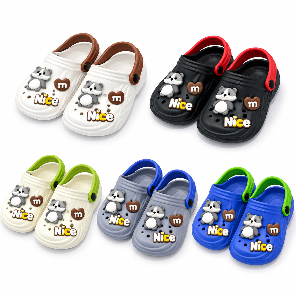 STYLE 95021 kids bear garden clogs on white background