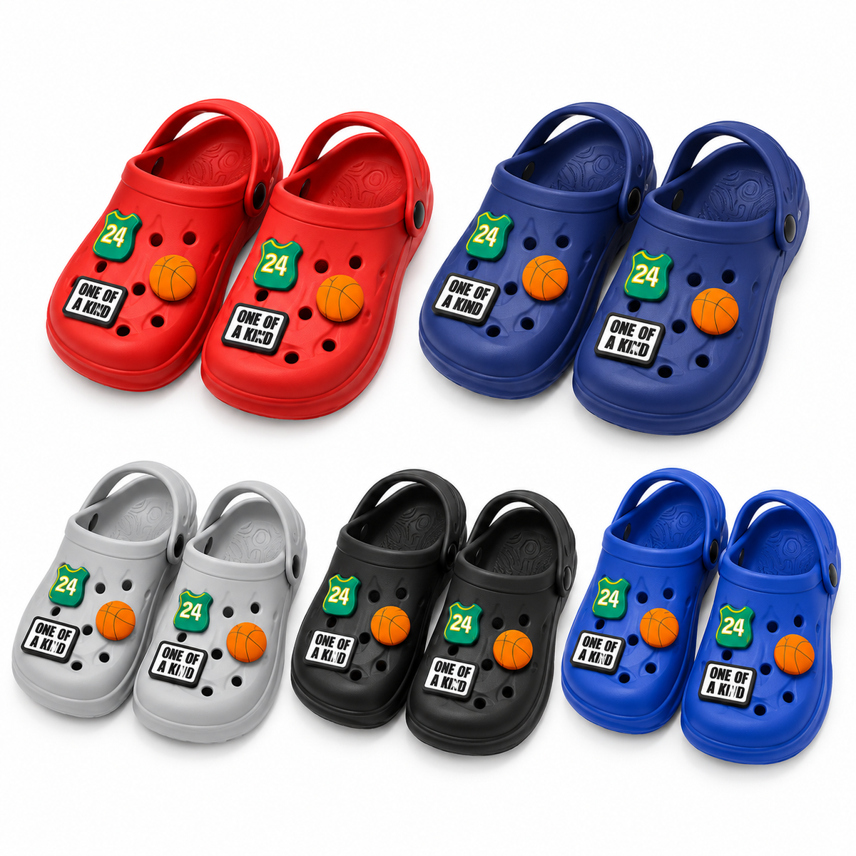 STYLE 95022 kids basketball garden clogs on white background