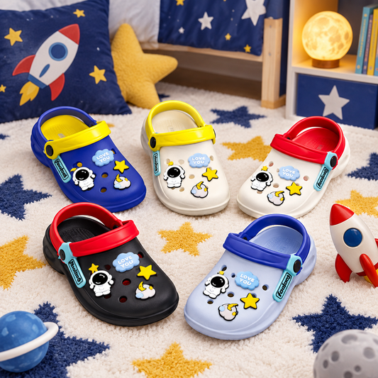 STYLE 95027 kids space garden clogs in a themed room