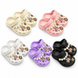 STYLE C258 kids pearl charm garden clogs on white background