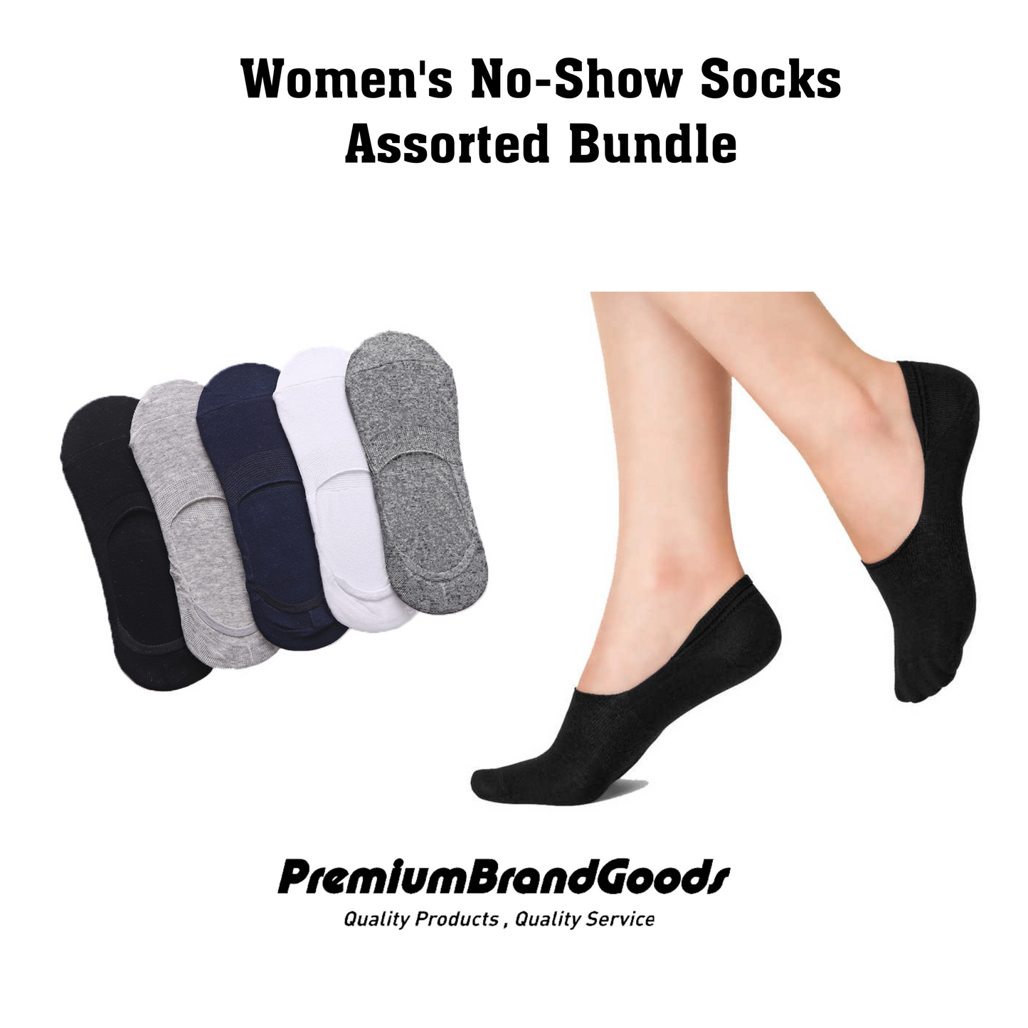 Women's No Show Socks Assorted Colors Bundle 10-13