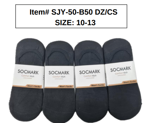 Style SJY50B Mens No Show Socks 10-13 50DZ/BOX