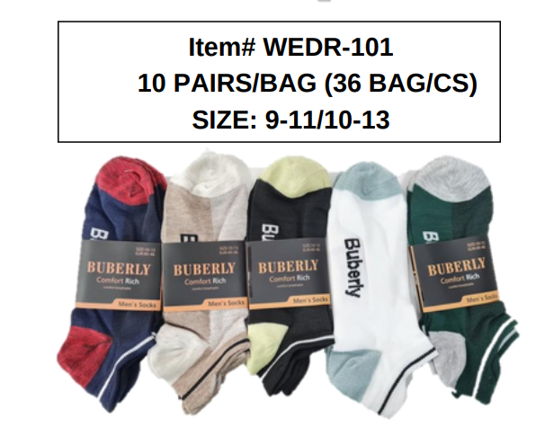 Ankle BC SOCKS Style WEDR101 36 Pairs/BOX (9-11 , 10-13)