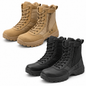 STYLE WK535 high-top military work boots in tan and black on white background