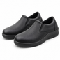 WK703 black slip-on comfort work shoes on white background