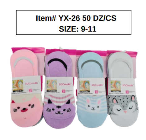 STYLE YX26 Womens No Show Socks 50DZ/BOX 9-11