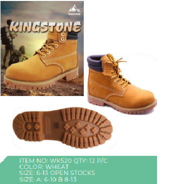 Style WK520 Hiking Mountain Boots 12 Piece/Box Sizes 6-13